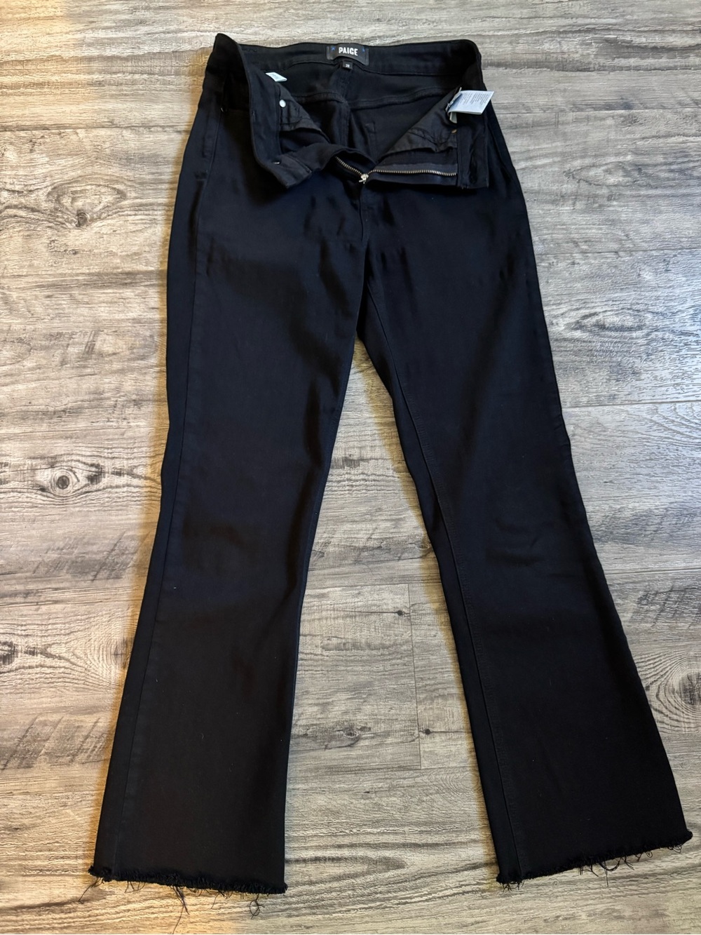 PAIGE Black Crop Boot-Cut Flare Jeans